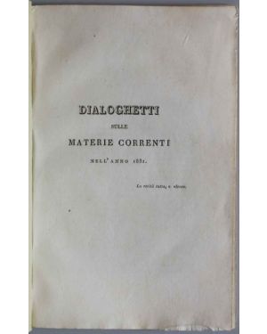 Dialoghetti sulle materie correnti nell'anno 1831. Il viaggio di pulcinella