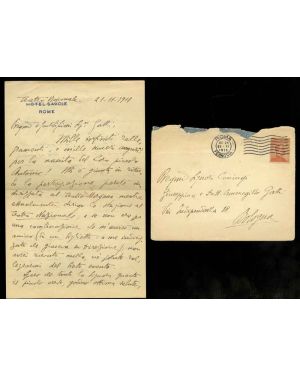 Lettera autografa di 40 righe manoscritte inviata alla famiglia Gatti di Bologna. Roma 21-11-1918