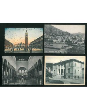 8 cartoline illustrate inviate dal pittore ad Amelia Cevolani da varie località italiane dal 1951 al 1959. Con soli saluti 