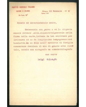 lettera dattiloscritta su doppio foglio intestato "Partito Radicale Italiano Sezione di Bologna"