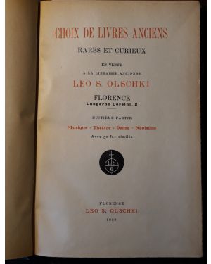 Choix de livres anciens rares et curieux en vente a la librairie ancienne ... Musique - Théatre - Danse - Néolatins. Volume VIII