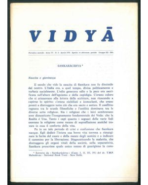 Vidya. Periodico mensile -  Anno IV - N.4 - Aprile 1976. Samkaracarya. 