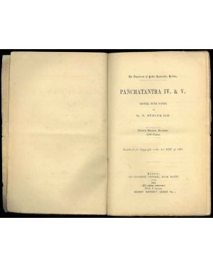 Bombay Sanskrit Series. No. 1. Panchatantra IV & V. Edited, with notes.