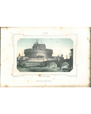 Litografia della veduta di Castel Sant'Angelo