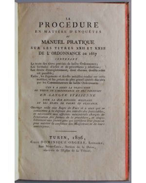 La procedure en matière d'enquetes ou Manuel Pratique sur les titres xxii et xxiii de l'ordonnance de 1667