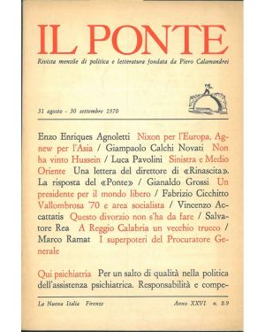 Il Ponte. Rivista mensile di politica e letteratura. Anno XXVI, N° 8-9. Agosto - Settembre.
