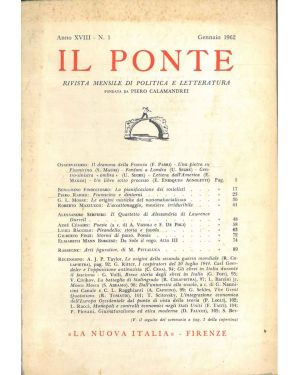 Il Ponte. Rivista mensile di politica e letteratura. Anno XVIII, N° 1. Gennaio.