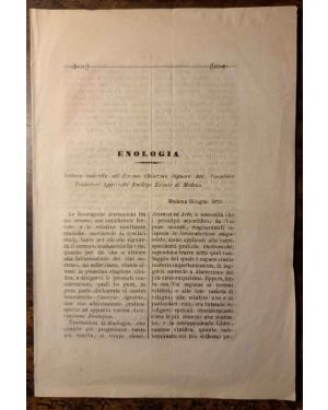 Enologia; Lettera indiritta a ... Francesco Aggazzotti  (1881-1890) Enologo Esimio di Modena