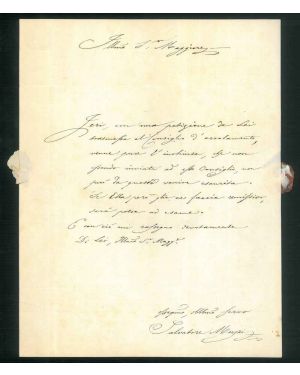 Lettera manoscritta con firma autografa a Paolo Silvani maggiore del 3° Battaglione Civici