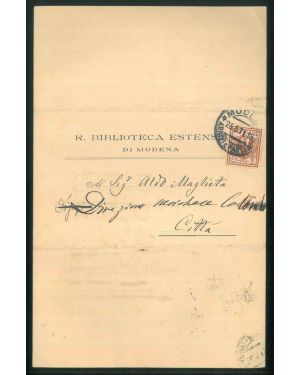 Modulo di richiesta di restituzione di libri in prestito compilato a penna. Modena 26 Maggio 1911
