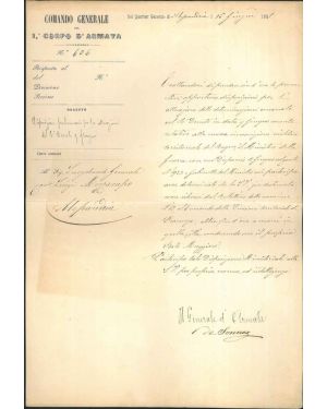 Carta intestata del Comando Generale del Corpo d'Armata datata Alessandria, 16 Giugno 1861