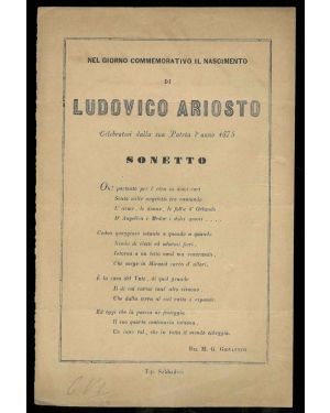 Nel giorno commemorativo il nascimento di Ludovico Ariosto Celebratosi dalla sua Patria l'anno 1875