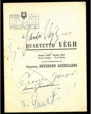 Programma con autografi del Quartetto Végh con la collaborazione del flautista Severino Gazzelloni.