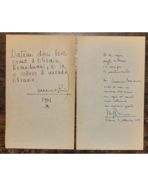 Due foglietti manoscritti con simpatico riferimento alle sue doti inviate a Cesarino Branduani