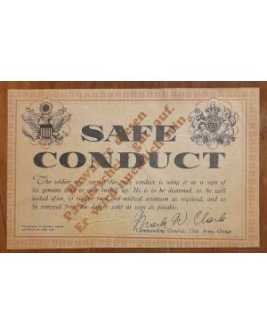 "Safe conduct.The soldier who carries this safe conduct is using it as a sign of his genuine wish to give himself up..."