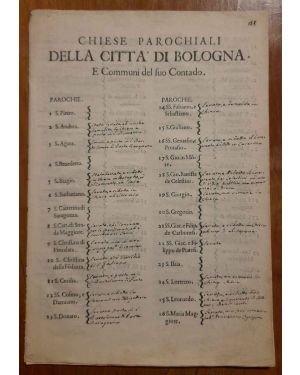 Chiese parochiali della città di Bologna E Communi del suo contado