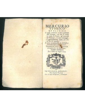 Mercurio storico e politico il quale contiene lo stato presente dell'Europa; Riflessioni politiche sopra ciascuno Stato. Tomo 451, per il mese di luglio 1755.