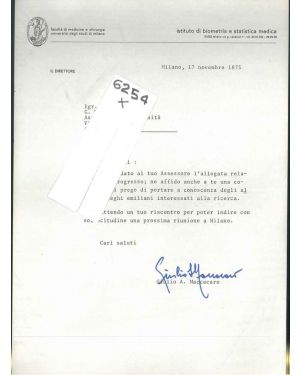 Lettera dattiloscritta di 7 righe con firma autografa in data 17 novembre 1975