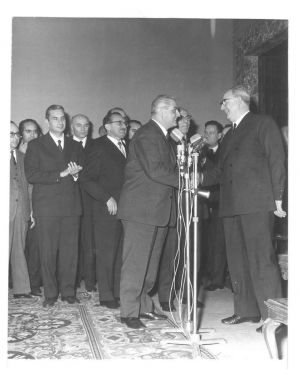 Fotografia originale in b/n della proclamazione di Giuseppe Saragat a Presidente della Repubblica