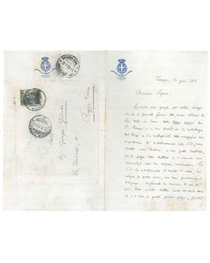 Lettera su carta intestata "Biblioteca Nazionale di S. Marco Venezia" inviata a G. Guidetti