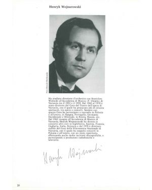 Pagina estratta da pubblicazione  del Teatro alla Scala con Fotografia del maestro con breve curriculum e autografo