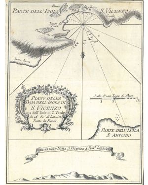 Piano della baja dell'isola di S. Vicenzo una delle isole di C. Verde sa 16 50' di Lat. Set. Tratto da Frosier.